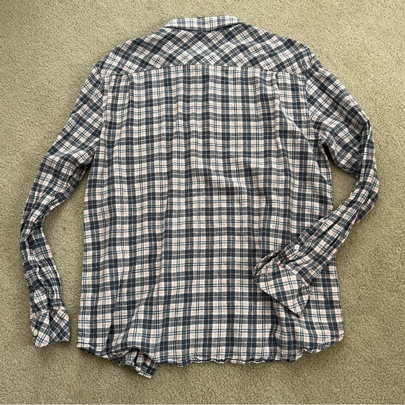 Rails Connor Plaid Linen Blend Plaid Button Up Long Sleeve Stone Pink White - Picture 5 of 9